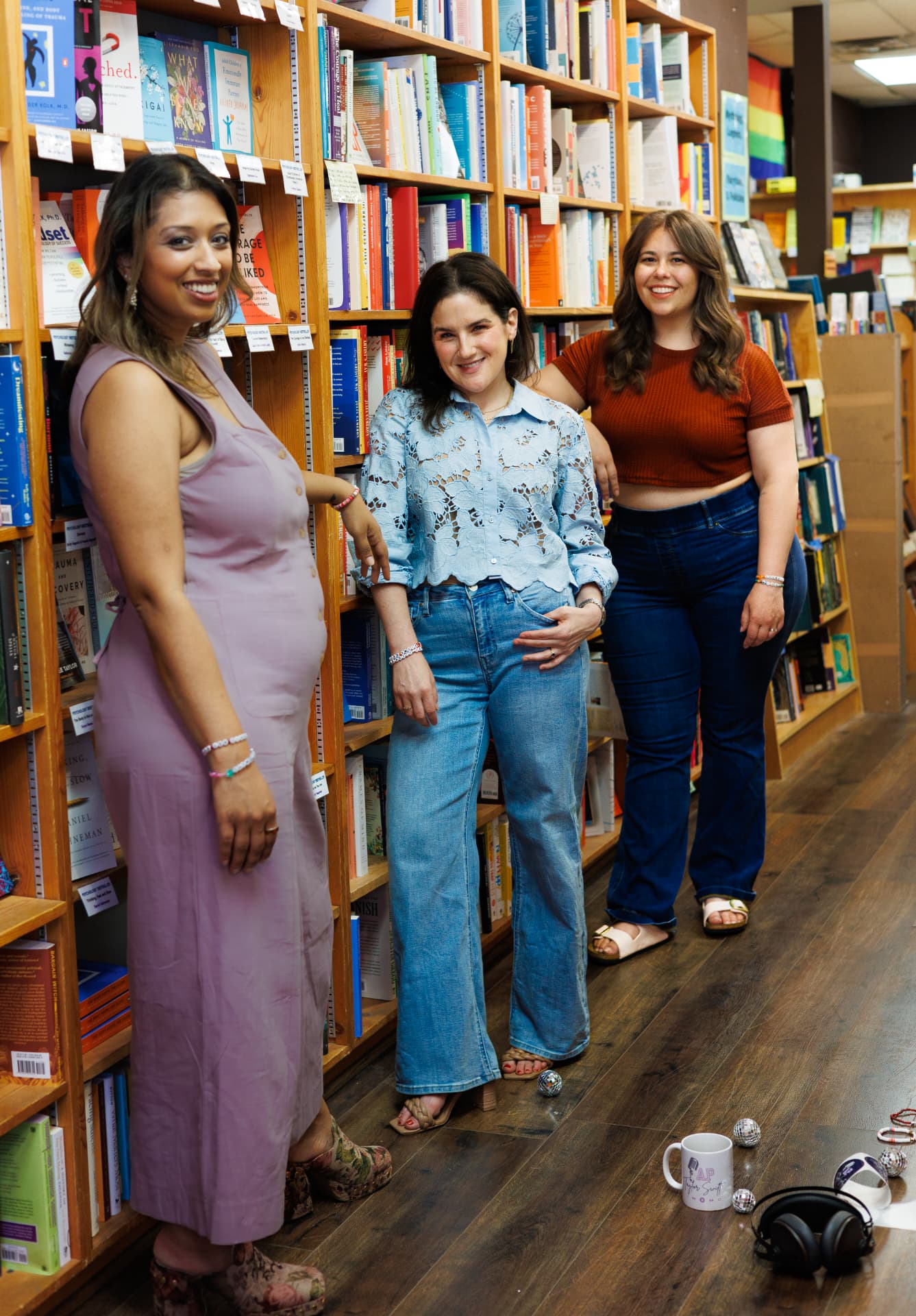 The hosts among the bookstore shelves
